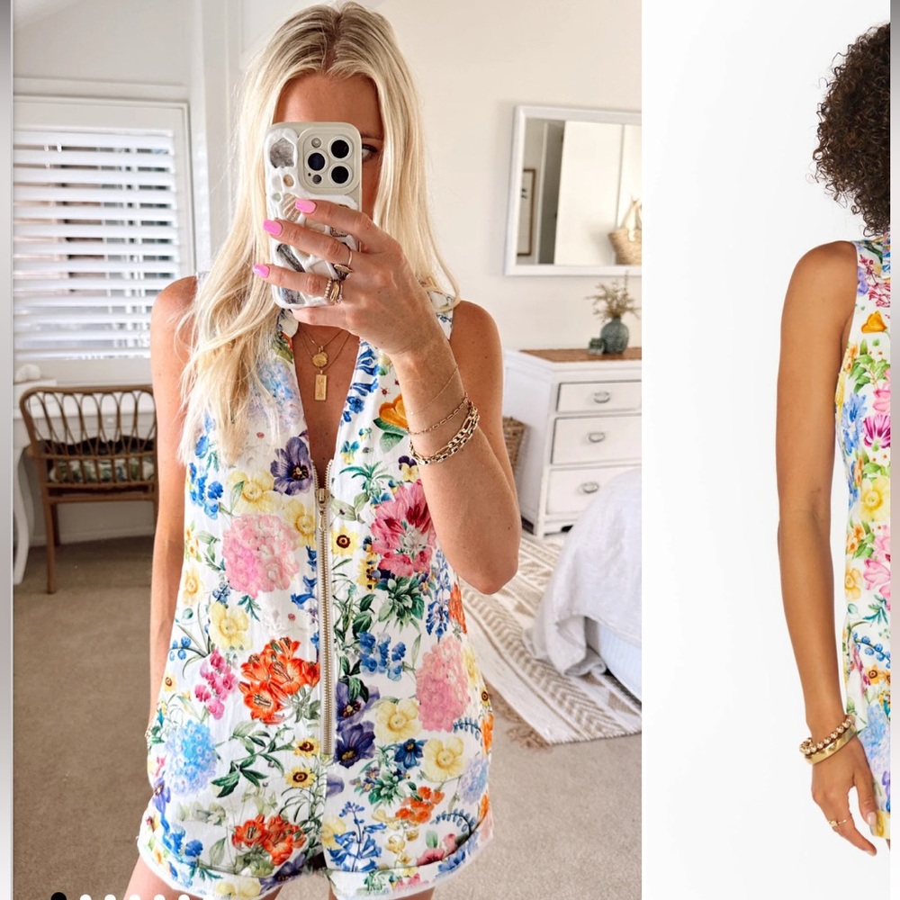 Show Me Your MuMu Multicolor denim romper, size large